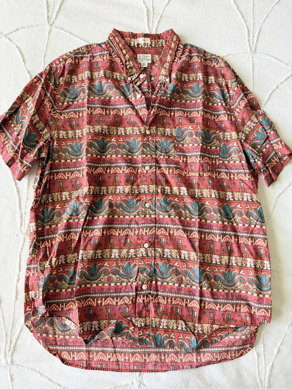 Men's J.Crew Short-Sleeve Button-Up Shirt in Rust Floral Print